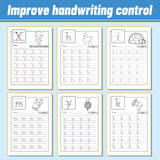 Children's handwriting workbook with stroke formation practice