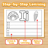 Children's letter tracing workbook for pencil control