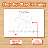 Children's handwriting workbook with trace and write activities