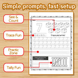 Children practicing number recognition and tracing