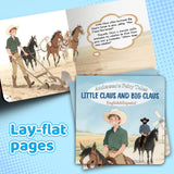 Lay-flat pages from Little Claus and Big Claus English and Spanish book