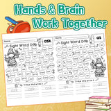 Screen-free literacy workbook for finding tracing and reading sight words