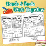 Screen-free literacy activity book for reading and writing practice