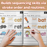 Children's CVC word family writing practice book