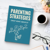 Study desk flat-lay with positive parenting guide