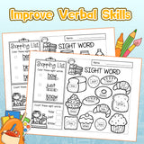 Screen-free literacy workbook for item words reading and matching practice