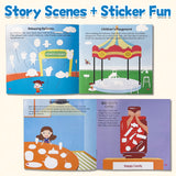 Children's creative matching activity book with sticker scenes