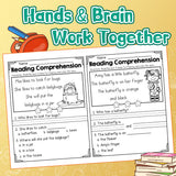 Screen-free literacy practice book for questions answers and comprehension