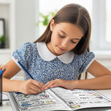 Printed phonics workbook with spelling and word hunt activities