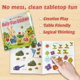 Children's garden activity book for stickers vocabulary and observation