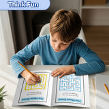Parent and child using a shape maze activity book