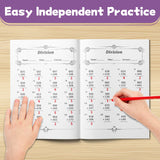 Division workbook pages for independent daily math practice