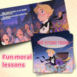 Fun moral lessons panel in The Flying Trunk Andersen fairy tale