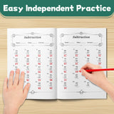 Subtraction workbook pages for independent daily math practice