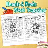 Screen-free reading workbook for tracing finding and dabbing sight words