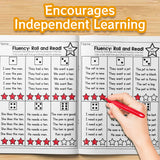 Fluency Roll and Read Workbook for Kids, Early Reading Practice Book with Sentence Fluency, Word Recognition, Roll and Read Activities, and Fun Literacy Learning