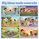 Kids screen-free physics book for movement concepts and science curiosity