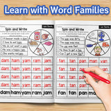 Spin and write phonics activity pages for kindergarten