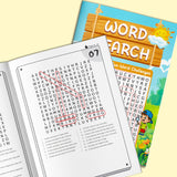 Parent and child doing a transportation word search activity