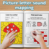 Color by Letter and Find and Color Workbook for Kids, Early Alphabet Activity Book with Letter Recognition, Beginning Sound Practice, Visual Search, and Fun Preschool Literacy Learning