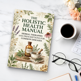 Workspace photo of natural wellness and herbal therapy book