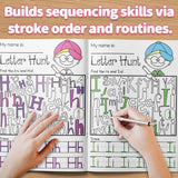 Children practicing letter recognition and tracing