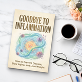 Study desk flat-lay with healthy lifestyle and inflammation guide