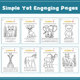 Children's word tracing activity book with alphabet pictures