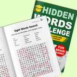 Parent and child using a Hidden Words Challenge brain games book