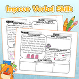 Screen-free reading workbook for first next then last practice