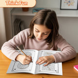 Parent and child using a beginner maze workbook for quiet activity