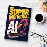 Workspace photo of AI productivity and solo business strategy book