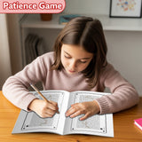 Parent and child using a hard maze workbook for teamwork