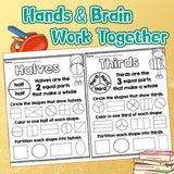 Screen-free math workbook for fraction vocabulary and part-whole thinking