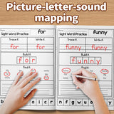 Children's sight words activity pages with word tracing