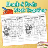 Screen-free word work practice book for repeated sight word review