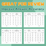 Student completing arithmetic drills in a math practice workbook