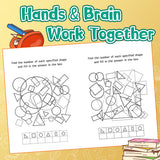 Screen-free math practice book for comparing counting and recognizing shapes