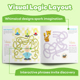 Parent and child using a beginner jungle maze workbook