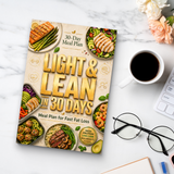 Study desk flat-lay with Light and Lean in 30 Days book