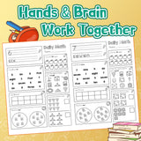 Screen-free math practice book for quantities shapes and counting