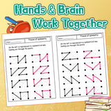 Screen-free math workbook with tracing lines and early geometry activities