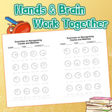 Screen-free math workbook for visual time recognition and comparison