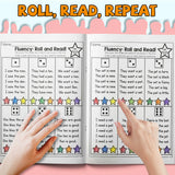 Children's sentence reading book with interactive roll and read activities