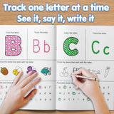 Children practicing beginning sounds and alphabet tracing