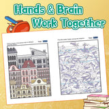 Screen-free search and find workbook for focus matching and problem solving