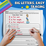Children's handwriting workbook with simple reading practice