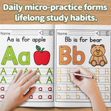 Children practicing alphabet handwriting skills
