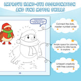 Screen-free drawing and coloring book with beginner numbered paths for kids