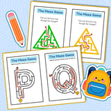 Alphabet and Shape Maze Adventure Book Set for Kids, Early Learning Maze Activity Bundle for Letter Recognition, Shape Skills, Pencil Control, Visual Thinking, and Preschool Fun